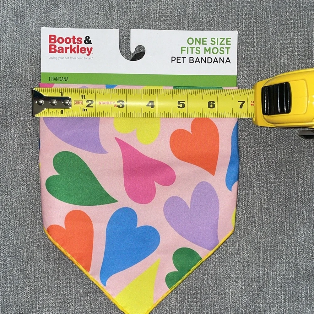 Boots & Barkley Pink Bandana with Multicolored Hearts